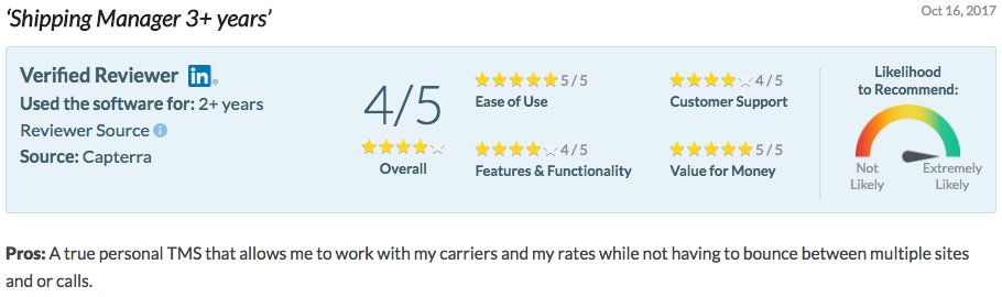 freightview's tweet photo. We are feeling the love! Check out what 169 of our users have to say about #Freightview on @Capterra https://t.co/ujjP5qWqSC #SmilingAndShipping https://t.co/fCG58tCQ8H
