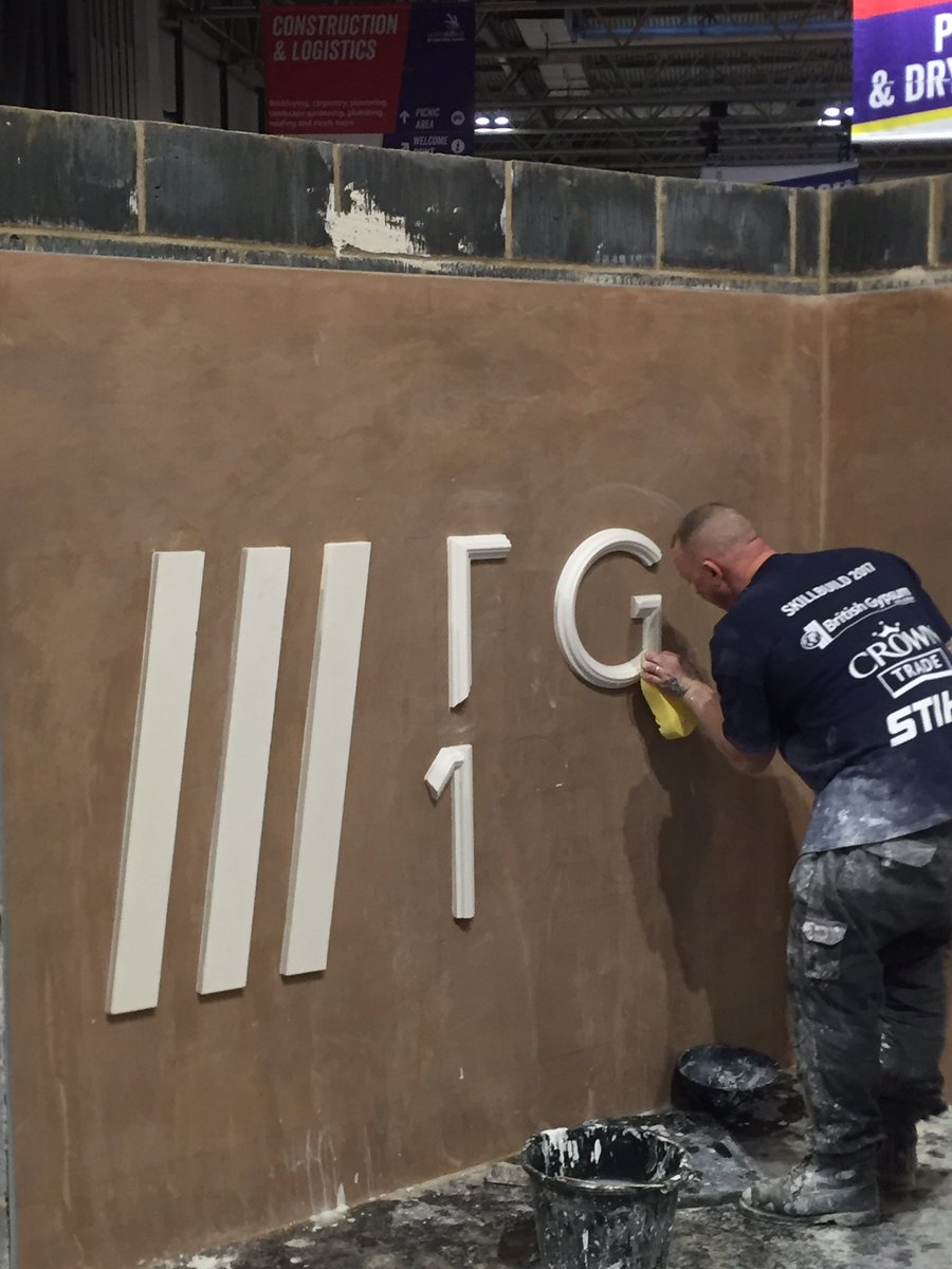 DaveBG100's tweet photo. Excellent standards of workmanship in  solid plastering at the skills show finals at the nec, what is the fibrous plastering going to read? https://t.co/MXJHV61eJb
