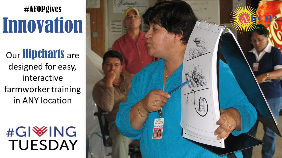 AFOPHealth's tweet photo. With your support, #AFOPgives ... innovations! Our #flipcharts are our not-so-secret weapon in the field. #farmworkerhealth #jobtraining
What will you give this #GivingTuesday? π Donate on our page or at https://t.co/tkdWm1HLOT (designation: Health & Safety) https://t.co/18hkfWG7tY