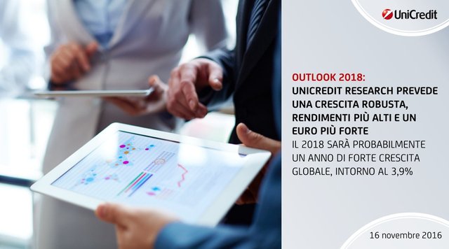 Claudio_Bazz's tweet photo. Le previsioni dell'#Outlook2018 di #UniCreditResearch: forte crescita globale intorno al 3,9%; #PIL Eurozona... https://t.co/tuWfzdvBBN https://t.co/s0Zv43qEkJ