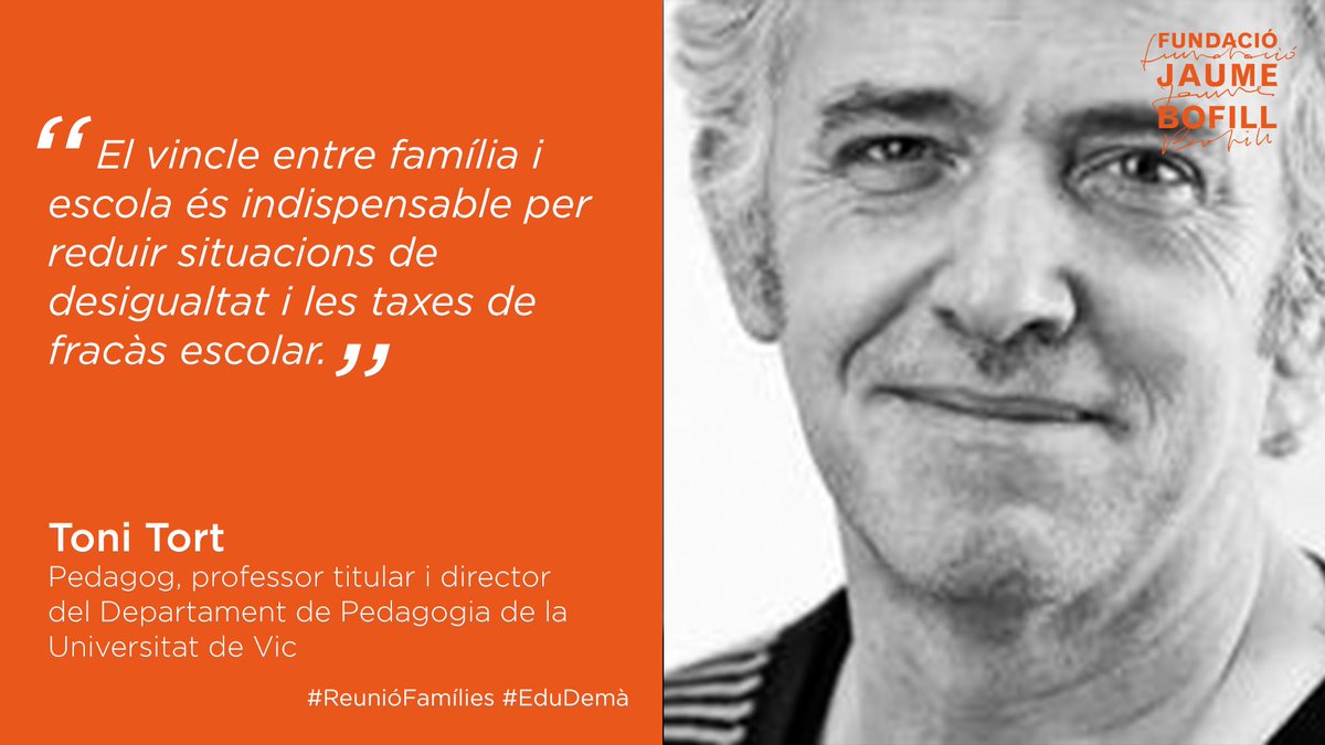 "El vincle entre família i escola és indispensable per reduir situacions de desigualtat i les taxes de fracàs escolar". 
Toni Tort és pedagog i director del Departament de Pedagogia de la <a href="/uvic_ucc/">UVic-UCC</a> . A més, va ser un dels mentors de la crida #ReunióFamílies d'#eduDemà