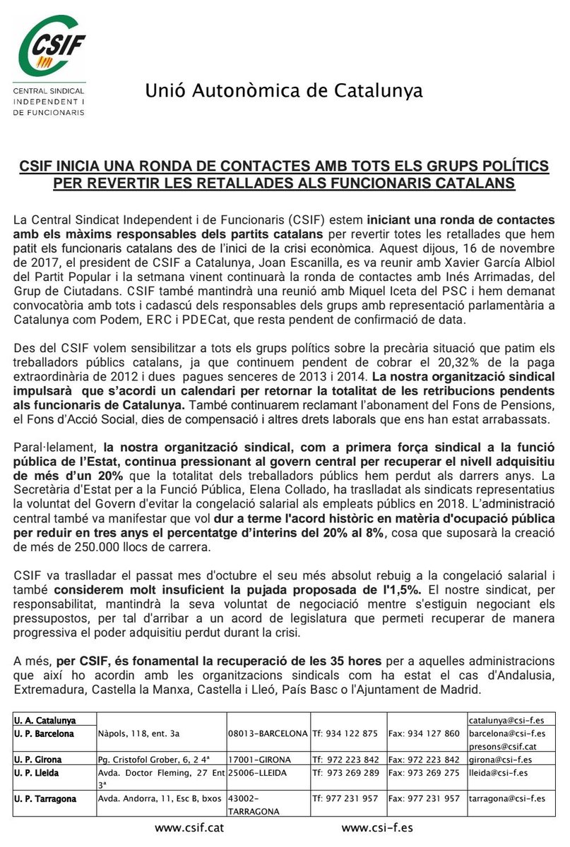 csifautonomic's tweet photo. #CSIF LLUITANT PER REVERTIR LES #RETALLADES A LA #FUNCIOPUBLICA #EMPLEATSPUBLICS #FAS #PAGUES EXTRES I RESTA DE #DRETS LABORALS https://t.co/SPW0N5cWbn
