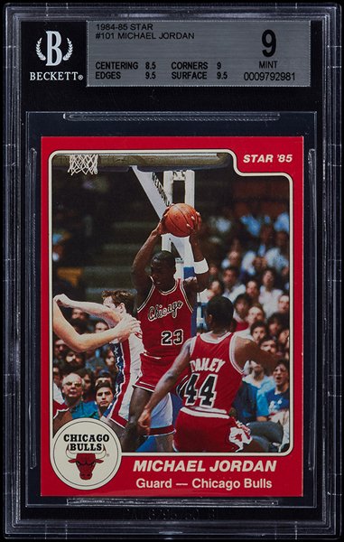 GoodwinAuctions's tweet photo. Michael Jordan 1984-85 Star #101 BGS 9 in Auction LXXIII
https://t.co/HR2Upk2lvi https://t.co/QfvwpD44R9