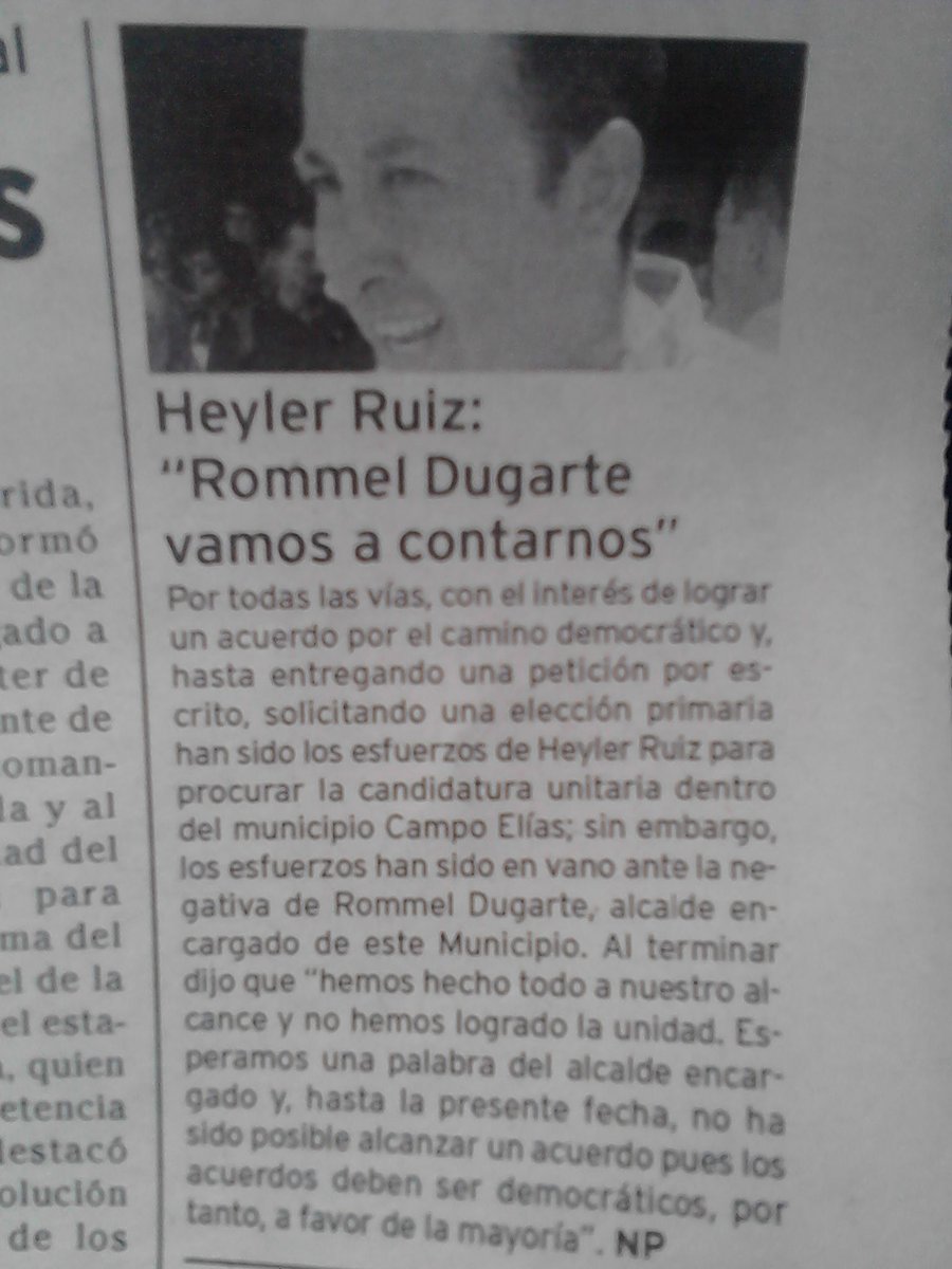 En campo Elías no queremos imposiciones queremos primaria es lo qué pide nuestro pueblo y el candidato para la alcaldía de campo Elías Heyler Ruiz