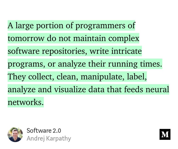 zadataHQ's tweet photo. “Software 2.0” by @karpathy https://t.co/6dqwRgYBp6 https://t.co/CG7XhIEZpM