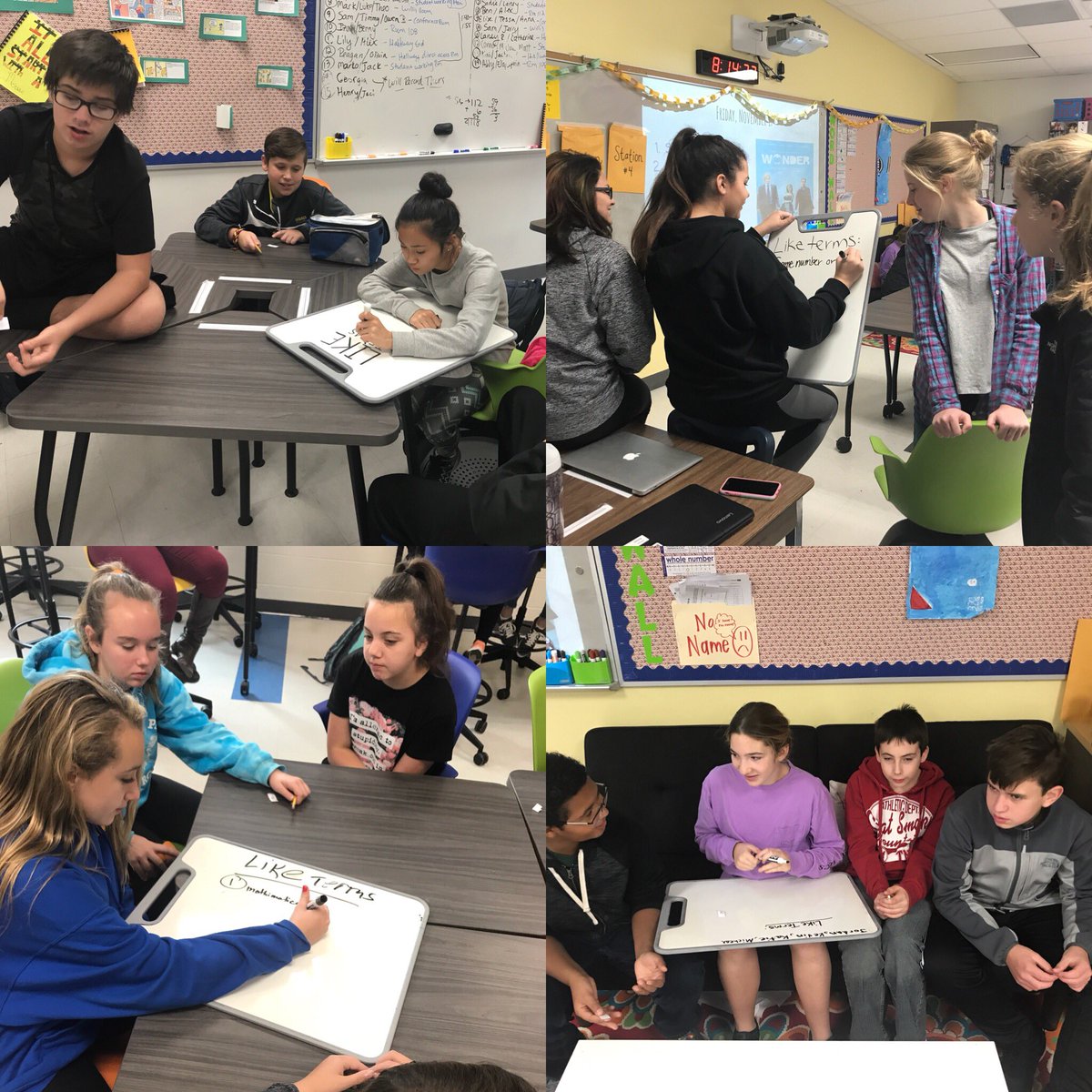 Mjhshawk's tweet photo. Introducing like terms! Students had to figure out which “groups” they belonged to with only being told to sort themselves. Once in groups, they created a definition for like terms! #mathvocabulary #liketerms #constructingknowledge https://t.co/wUXetA4gxs