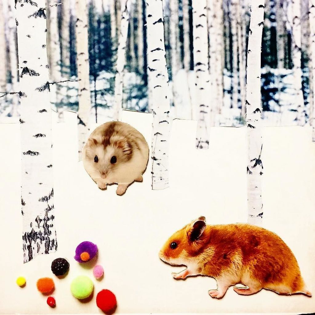 Noah_Pelletier's tweet photo. Two hamsters find an exotic treat in the frozen wilderness. @miss_ttravels
#art #artnerd #artlife #instaartist #artistsofinstagram #fineart #pompom #pompoms #pompomart #pompomlovers #hamster #hamsters #hamstercheeks #instaart #instadaily #photogram #pho… https://t.co/ABYmDAtHTH https://t.co/2a8oBgu8ms