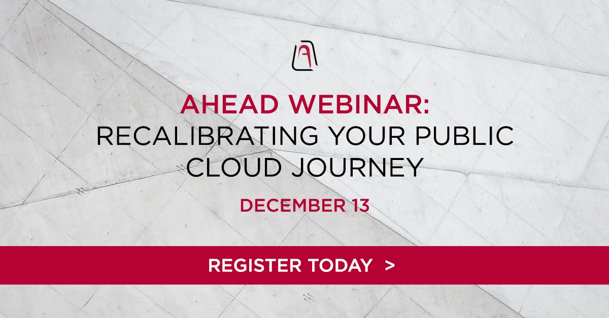 #Cloud migration goes far beyond just swiping a credit card. Avoid pitfalls in your #PublicCloud journey, and unlock more innovation and agility with our free #webinar. Join AHEAD CTO <a href="/Kappy/">ً</a> and Chief Architect <a href="/alexsmattson/">Alex Mattson</a> on December 13th to learn more: bit.ly/2j2FPkp