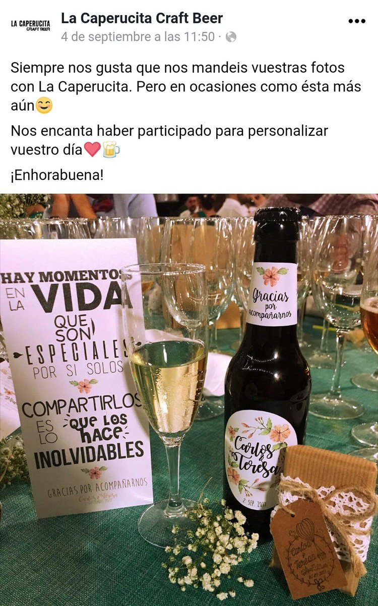 En momentos especiales nuestra cerveza también se viste de gala para acompañar a nuestros clientes más fieles. Aquí os dejamos un ejemplo: