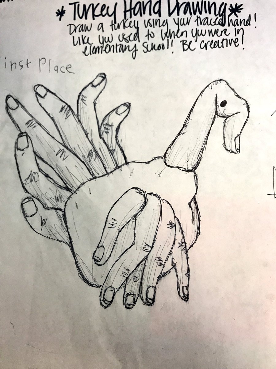 HebronHSArtClub's tweet photo. 🦃The winners of our Hand Turkey Drawing contest are Ashlee and Ally!!!!! Come claim your prize today during lunch!!  🦃 #HappyThanksgiving #HHSArt https://t.co/WadAmNn5VN