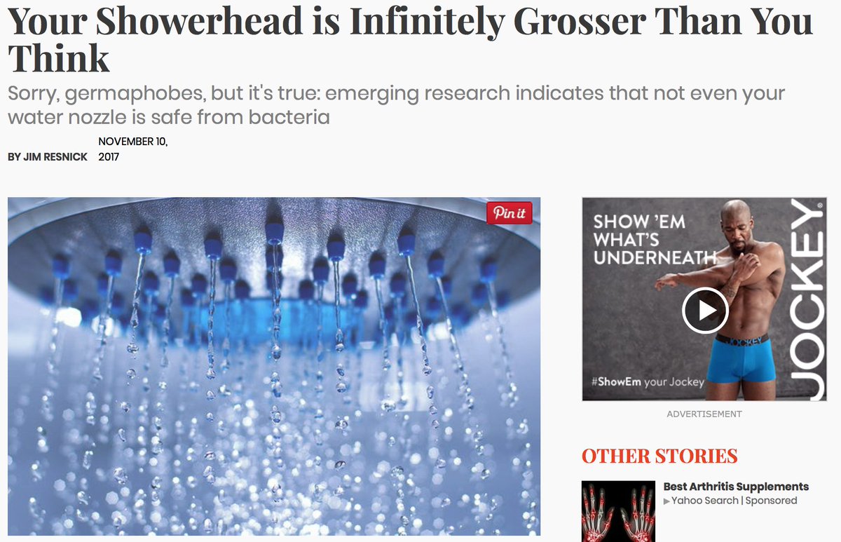 Unless you're Marion Crane from the movie Psycho, you probably consider the shower a safe place. My first piece for <a href="/MensHealthMag/">Men's Health Mag</a> not powered by internal combustion or kilowatts per hour. 
menshealth.com/health/your-sh…