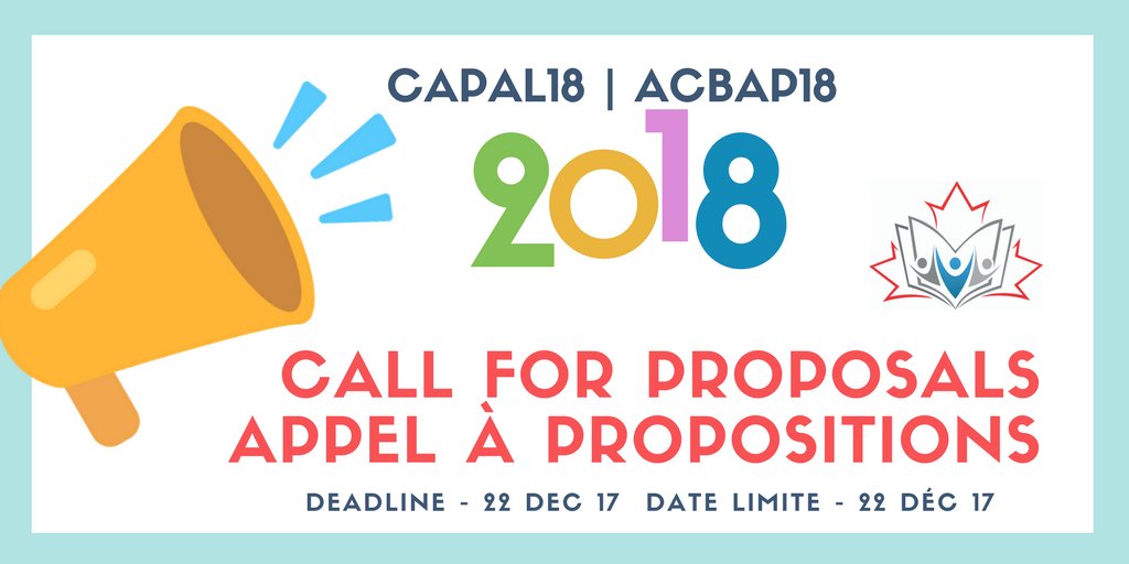 CAPALStudents's tweet photo. Call for proposals/Appel à propositions pour CAPAL-ACBAP18. https://t.co/b2Udi3bdQy https://t.co/rAVeey0aXs