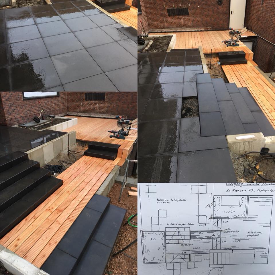Gartenbau_Thuir's tweet photo. Es fehlen noch das #Wasserbecken aus #Cortenstahl, die #Bepflanzung und die ein oder andere Platte der Firma #Redsun, aber man kann erkennen das aus der #Gartenplanung langsam Realität wird. Die moderne Optik der #Luxe-Terrassenplatten und das #Holzdeck aus #Douglasie https://t.co/KwuO4XIgjz
