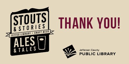 Thank you to our sponsor, <a href="/OnTapCU/">On Tap Credit Union</a>, and brewery partners for making Stouts and Stories, Ales and Tales a success! <a href="/AveryBrewingCo/">Avery Brewing Co.</a> <a href="/cautionbrewing/">Caution Brewing Co.</a> <a href="/ColoradoPlus/">ColoradoPlus Brewpub</a> Evergreen Brewery &amp; Tap House <a href="/goldencitybrew/">Golden City Brewery</a> <a href="/GreenMtn_beerCo/">Green mountain beer</a> <a href="/HolidailyBrew/">Holidaily Brewing</a>  #stoutsandstories #jeffcolibrary (1/2)