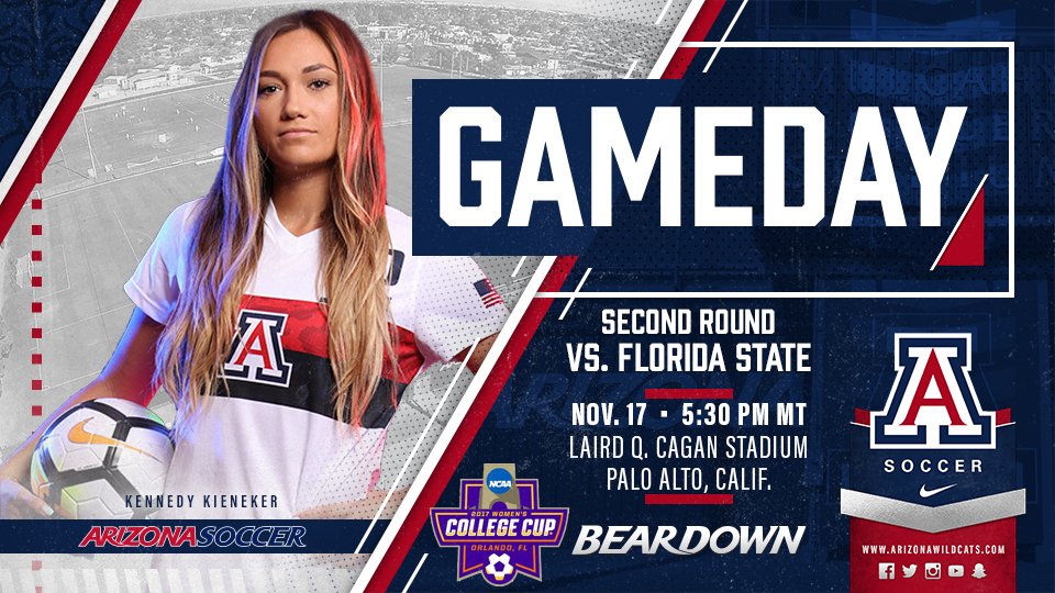 ArizonaSoccer's tweet photo. It's #GAMEDAY for the Second Round of the NCAA Tournament vs. FSU #NCAASoccer 

⏰| 5:30 pm MT
📍| Palo Alto, Calif.
💻| https://t.co/cNMDe86YCp
📈| https://t.co/h06MA5FgT0 https://t.co/9seQXblkMk