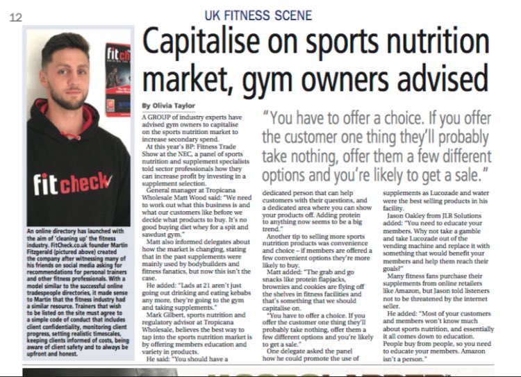 <a href="/Fitcheck_/">FitCheck.co.uk</a>  featuring in November’s issues of <a href="/WorkOutUK/">Workout Magazine</a> #fitness #fitcheck #raisingthestandard #magazine #article #healthy #body #sports #fitpro