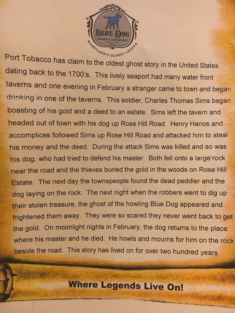 Consider8Cahoot's tweet photo. Love having grown up where America's oldest #GhostStory happened & was recorded #legendoftgebluedog #porttobacco #maryland #history #southernmaryland #rurallife #bluedogsaloon https://t.co/rDHGGGgT3q