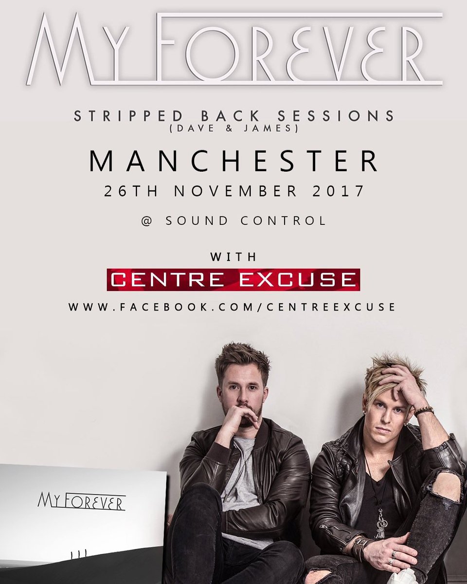 #MANCHESTER // We are playing at Sound Control on the 26th November w/<a href="/Centreexcuse/">Centre Excuse</a>  Tickets >> po.st/MyForeverCE 

Who's coming?