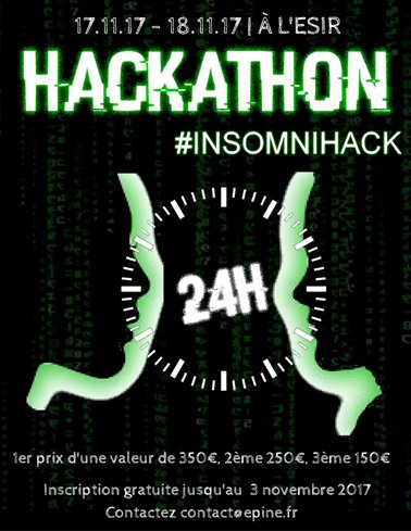 capgeminifrance's tweet photo. Ce soir 19h : #hackathon #Insomnihack à Rennes avec @ecoleESIR  @epine_35 et @Capgeminifrance. 43 étudiants ingénieurs planchent sur un challenge informatique avec 20 facilitateurs Capgemini. Soutenez-les sur #Insomnihack2017 #CapgeminiStudentConnection https://t.co/NaQUib6Smo https://t.co/tX2xsCYcsE