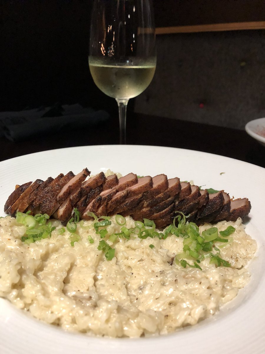 CovellPark's tweet photo. Duck risotto paired with a glass of Chardonnay on this Foodie Friday! #Foodie #Edmond #Okc #KeepItLocalOK #FoodieFriday #OkcEats #OakTreeNational #Duck https://t.co/3MljDdF9GK