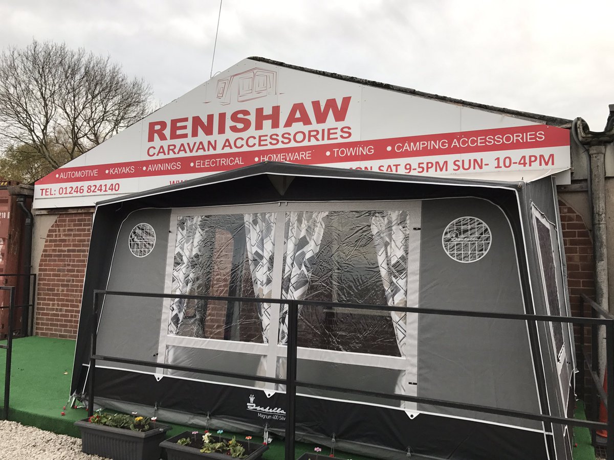 Our new display looking very nice <a href="/RenishawCaravan/">Renishaw Caravan Acc</a> ...a great range of awnings, indoor and outdoor, and accessories all on show