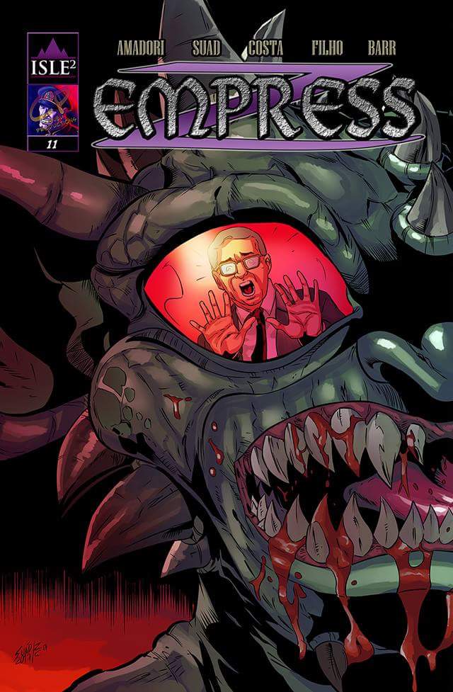 zarran67's tweet photo. Empress: Issue 11 cover. A close up of one of Zia's babies... with a little reflection of President Truman in its eye.
Pencils by Sullivan Suád, inks by Zilson Costa, colors by Geraldo Filho.
#Empress #EmpressZia #IndieComics #Isle2 #SciFi #BrianBarr #InsaneComics #ComiXology https://t.co/ZYhW2C94MD