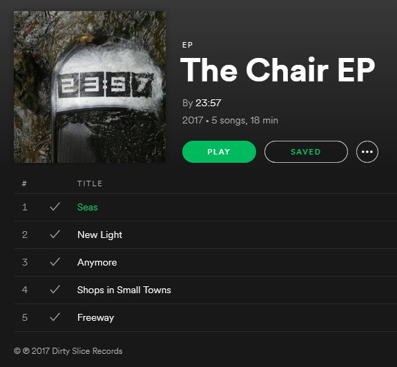 2357Band's tweet photo. The day has come...'The Chair EP' is available on streaming platforms now! Make sure you hit 'see all albums' when you look us up and it'll be there! 
https://t.co/wYDYYSKnvM
#FridayFeeling #music #NewMusicFriday #excited https://t.co/zILnFrmdmW