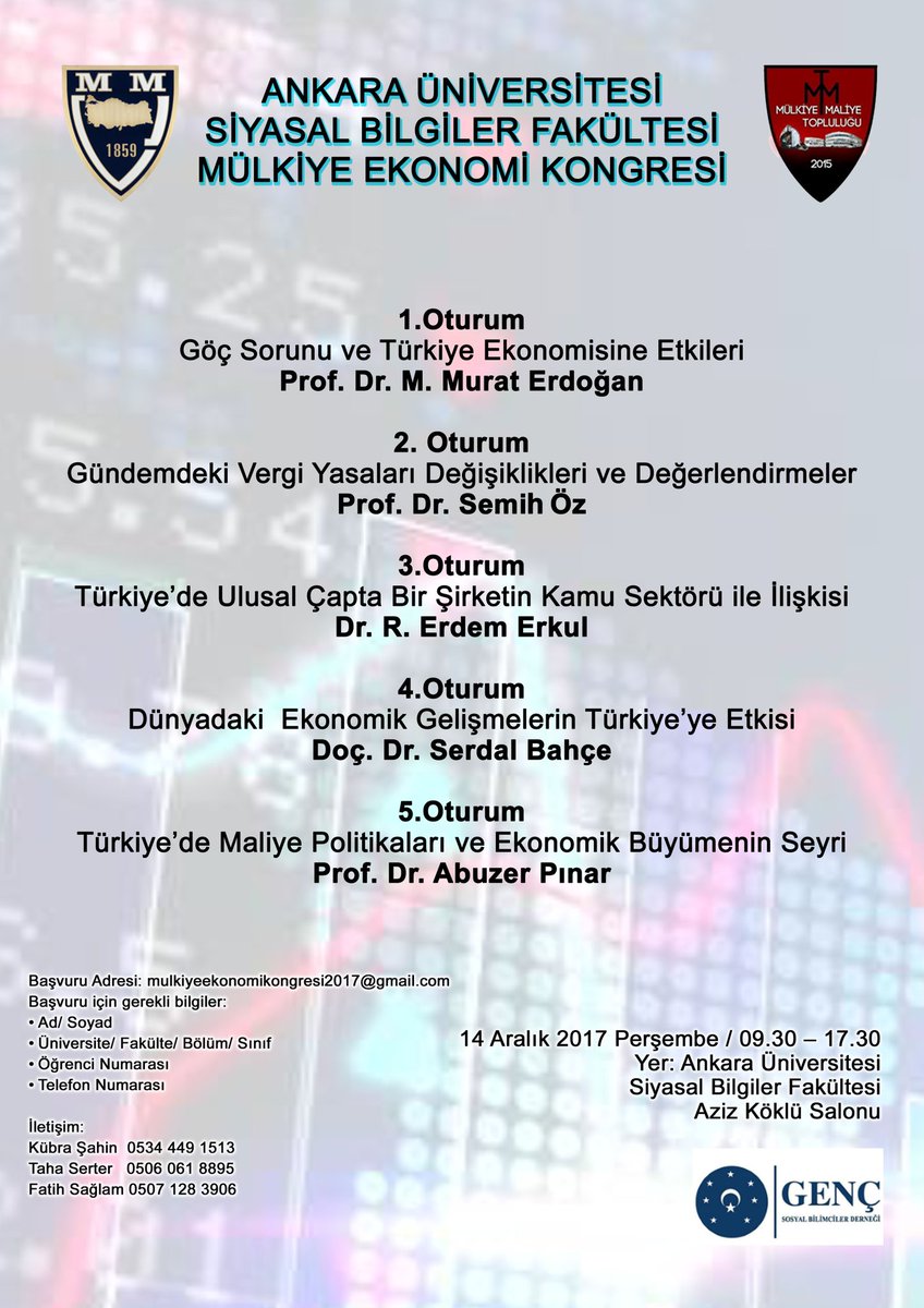 Derneğimizin katkı sunduğu,
Ankara Mülkiye Ekonomi Kongresi 14 Aralık 2017'de sizlerle.
Başvuru için: mulkiyeekonomikongresi2017@gmail.com
#GSBD #Mülkiye