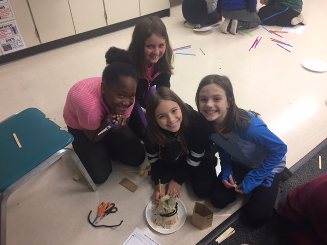 NHillsScience's tweet photo. 4th grade engineers creating shelters for pilgrims and Native Americans, used the engineering design process to guide us! @NHKnights_4 https://t.co/aHCSMg2Flp