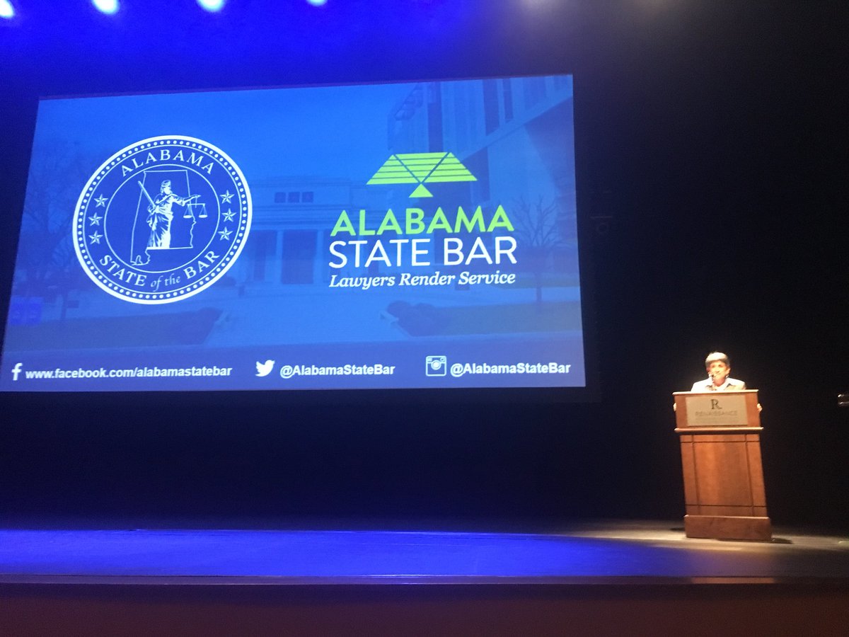 AlabamaStateBar's tweet photo. ASB President Augusta Dowd speaking on the #StateoftheBar. Talking about her plans for the year including building bridges between the bench and bar, court funding and work being done to help build a #BetterBar for our members. https://t.co/GkzzfFgBkZ