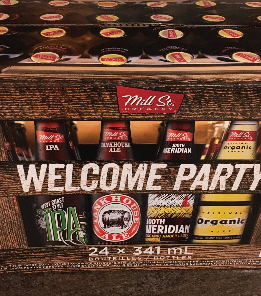ScottFoxonair's tweet photo. Let the weekend begin! @millstreetbrewโs new #WelcomeParty is here. 4 types of beer in one 2-4. Mine came with a free #MillStreet bottle opener too! ๐๐ป#100thMeridian #IPA #TankHouseAle #OrganicLager #GreatBeerLivesHere https://t.co/6jG1rsAxmk