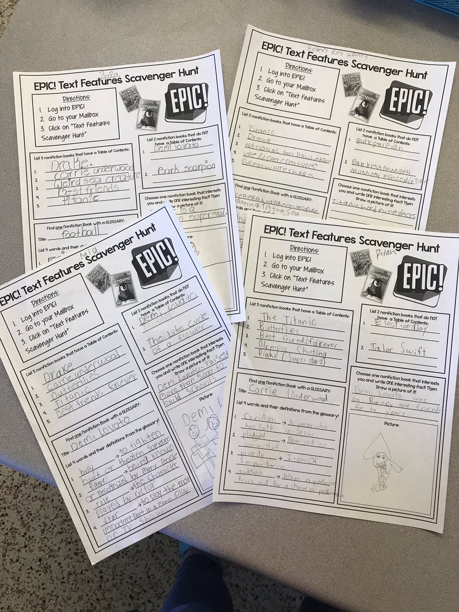 MrsWest3rd's tweet photo. We used @EpicKidsBooks to do a scavenger hunt for Text Features in a wide variety of nonfiction books! The kids loved it! @RPS_Schools @RVAITRTs https://t.co/kgtLBkbhB9