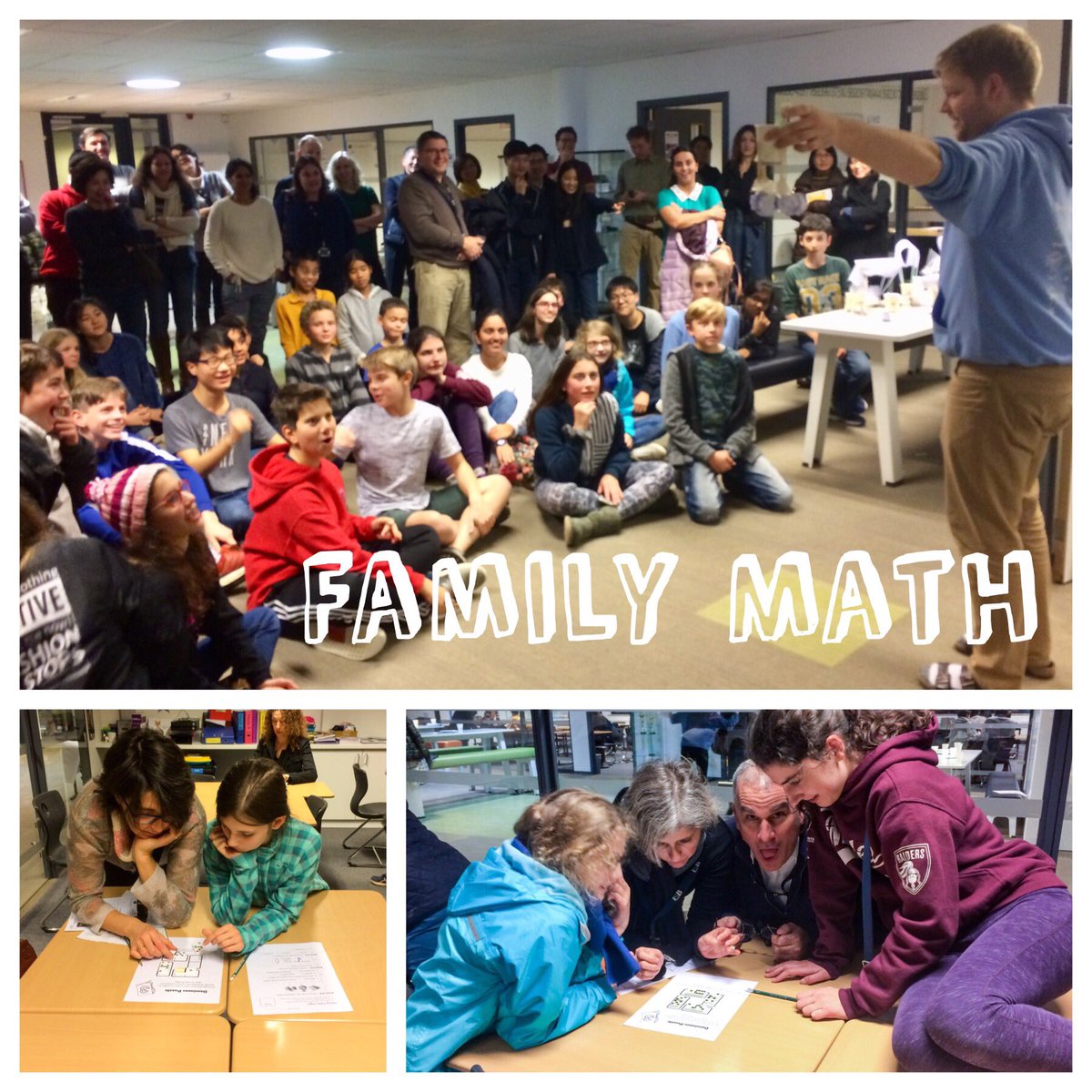infinite8math's tweet photo. One of my favourite events - Family #Math Night @ISB_MS. “The family that maths together, laughs together.” #mslearns https://t.co/bFri5eDCHl
