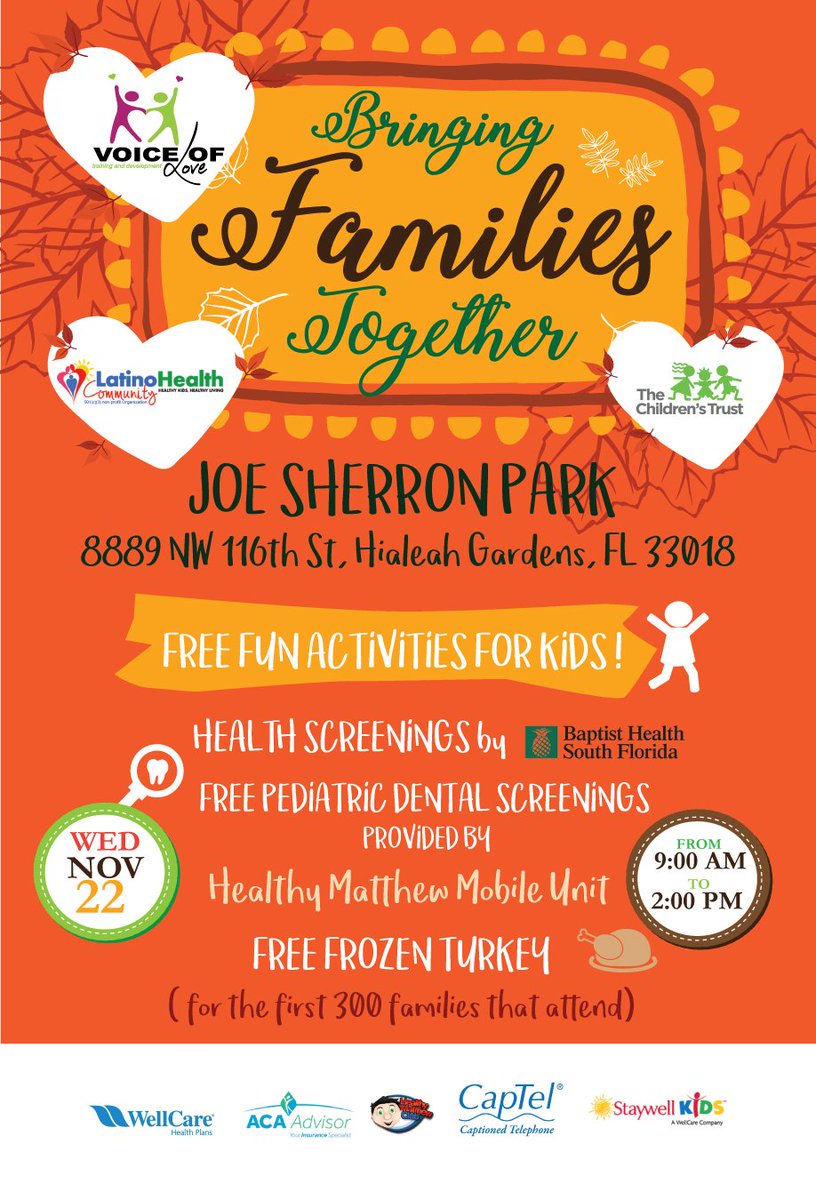 Free pediatric health screenings, fun activities for kids and FREE frozen turkeys for the first 300 families who attend. Don’t miss it!