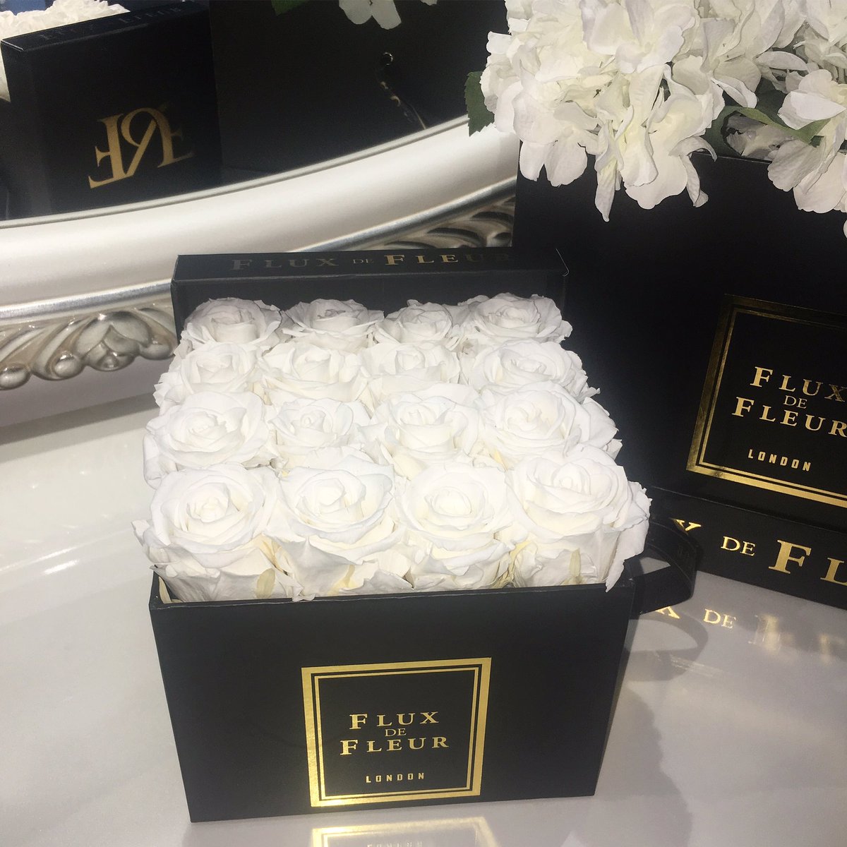 FluxDeFleur's tweet photo. There's something really appealing about the simplicity of Black &amp; White 🖤 #WhiteRoses #Classy #Simple 
Shop Link👉🏼 https://t.co/NThOj7QwW6 https://t.co/UW6q22HPKe