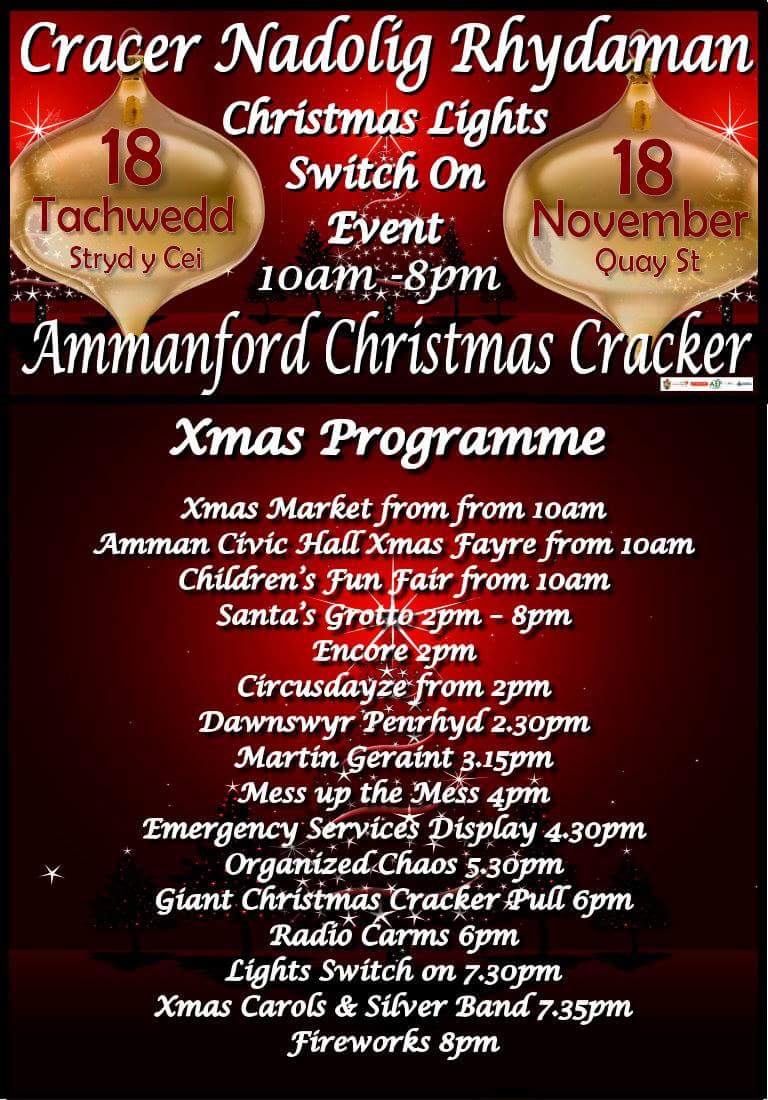 Preparation well underway for tomorrow's Xmas Event in Ammanford... Funfair, Xmas Carols, Grotto, Music, Xmas Crackers, Market and much more