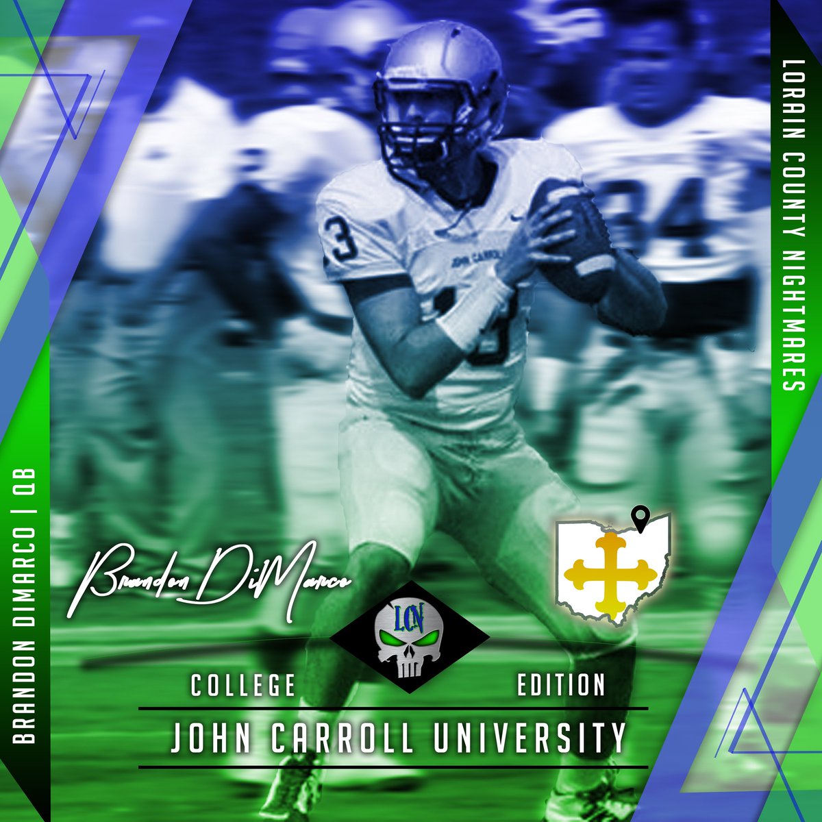 ***MAJOR ANNOUNCEMENT***

Lorain County Nightmares 

'College Edition'

We are very excited to announce the signing of John Carroll University Quarterback Brandon DiMarco.