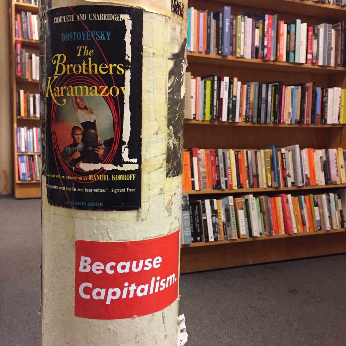 becausecapital's tweet photo. #read #becausecapitalism #tooliteral #art #trump #life #Dostoyevsky #russia #novels #family #drama #finale #slaps #slap #slapstickers #slapped #graffiti #graff #graffitiart #graffitiwall #stickers #sticker #stickerart https://t.co/YCjdfYaDcn