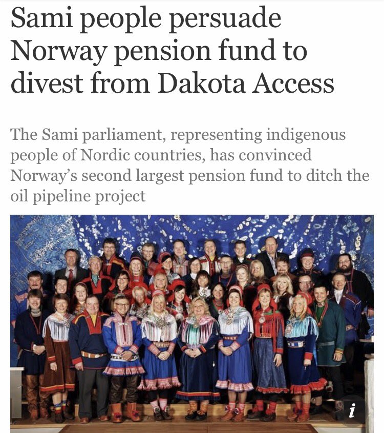 MazaskaTalks's tweet photo. Norway may divest $37 bil from oil &amp; gas after pressure from Samí &amp; 2 indig women's delegations from #StandingRock #WaterIsLife #NoDAPL https://t.co/NJugEc6Lpl