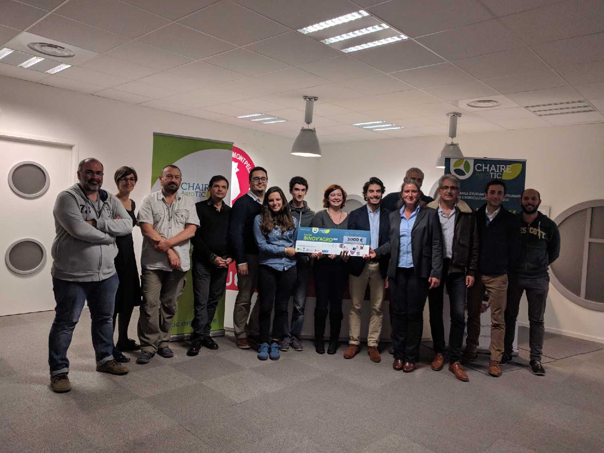 ChaireAgroTIC's tweet photo. Grand vainqueur du #challengeinnovagro17 : Chass 'am, solution de détection et d'effarouchement de sangliers. Prix coup de coeur : APIPA, assistant vocal personnalisé pour éleveurs laitiers. Bravo à tous!!! https://t.co/490V2z3TfA