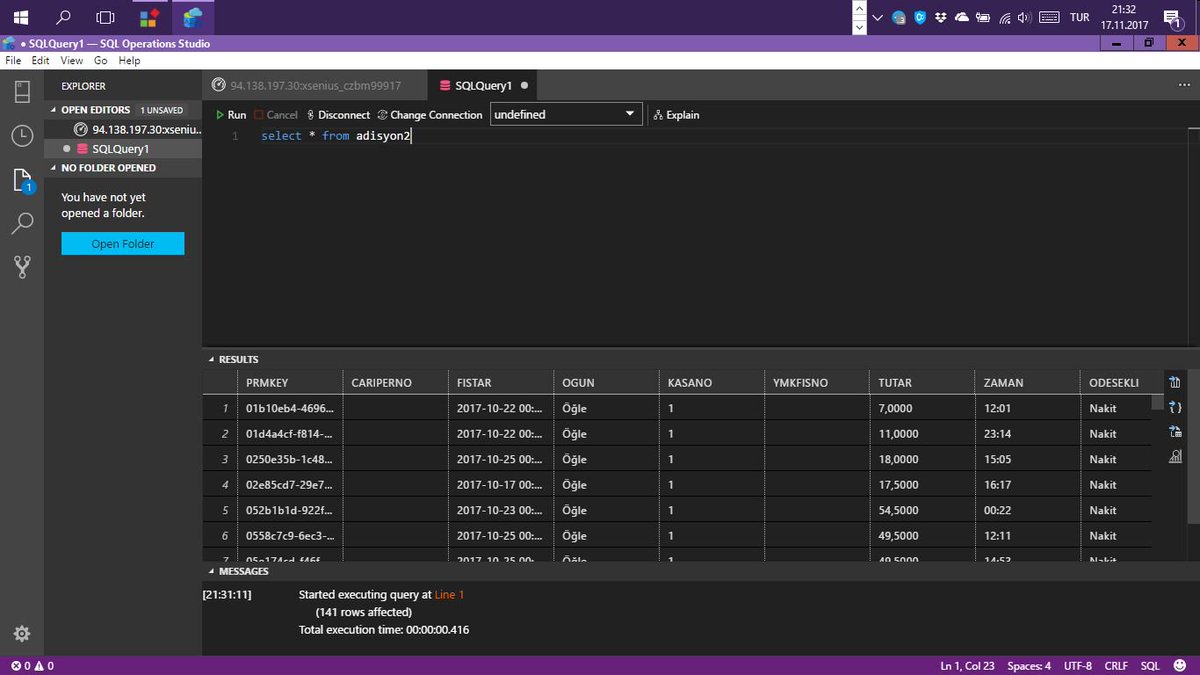 soykanozcelik's tweet image. Himm :) #SqlOperationsStudio #SQLServer #SQLOpsStudio