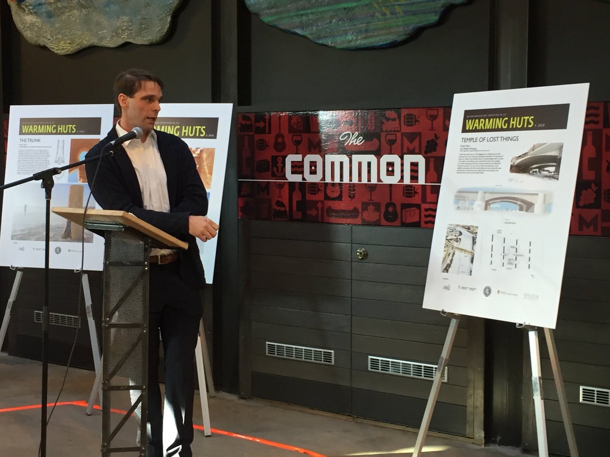 sputnikarch's tweet photo. Peter at this years Warming Huts Press Conference v2018. 
This years winners have been announced! 
Visit https://t.co/o3JtCRgj1T 
@warminghuts @TheForks https://t.co/vmZkV0Thuc