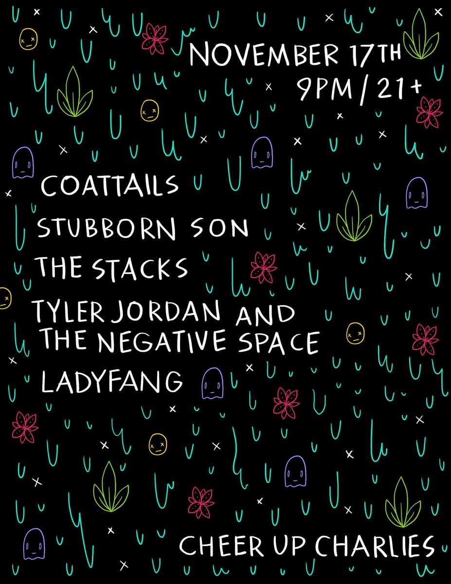 TONIGHT - @CoattailsATX <a href="/StubbornSon/">Stubborn Son</a> <a href="/ladyfangmusic/">Ladyfang</a> <a href="/thestacks_/">//THE STACKS//</a> and Tyler Jordan &amp; the Negative Space at <a href="/CheerUpCharlies/">Cheer Up Charlies</a>! 9PM, 21+: facebook.com/events/1099252…