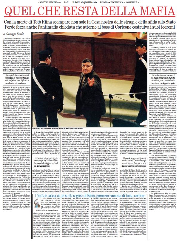 ilfoglio_it's tweet photo. Con la morte di #TotoRina scompare non solo la #CosaNostra delle stragi e della sfida allo Stato. Perde forza anche l’antimafia chiodata che attorno al boss di Corleone costruiva i suoi teoremi https://t.co/ZjGUc83QlT https://t.co/82eL7xnhk3