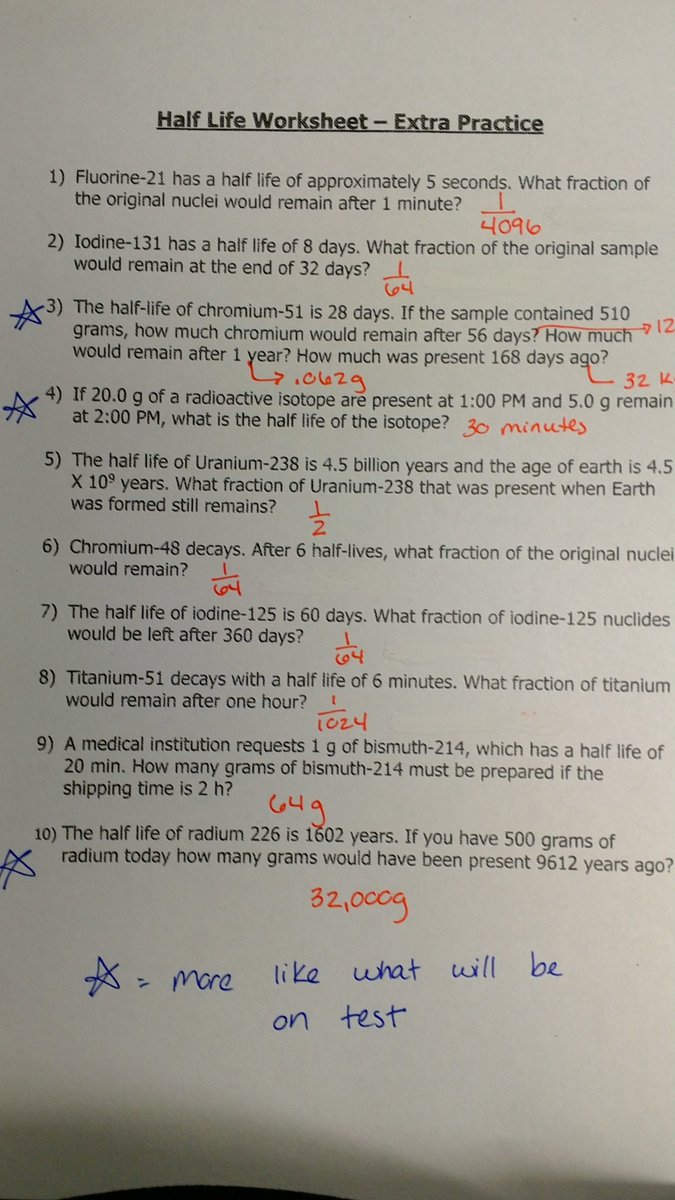 Tracy Espinosa on Twitter: "Med Chem: Answer key to practice With Half Life Worksheet Answers