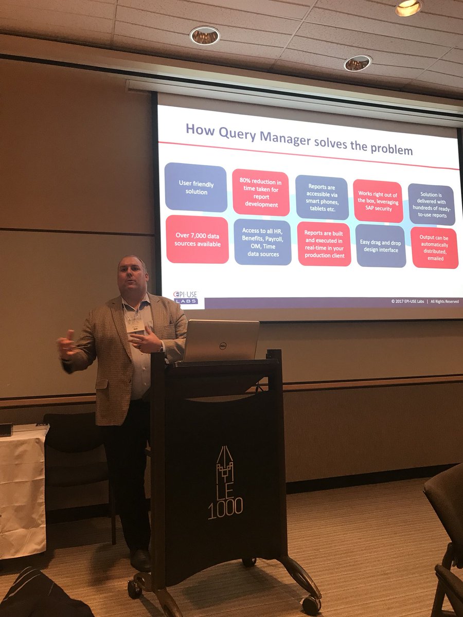 INRGY1's tweet photo. Philip Best from @EPIUSELabs presenting Query Manager at the HCM E&amp;N  #hcmen #hcm #saphcm #hr #rh #sap #inrgy https://t.co/UjmuswwHPH