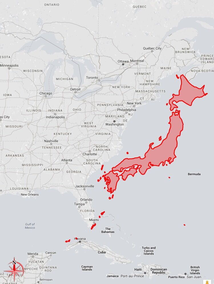 Amazing_Maps's tweet photo. How big is Japan? https://t.co/BXPhm8fGKm
