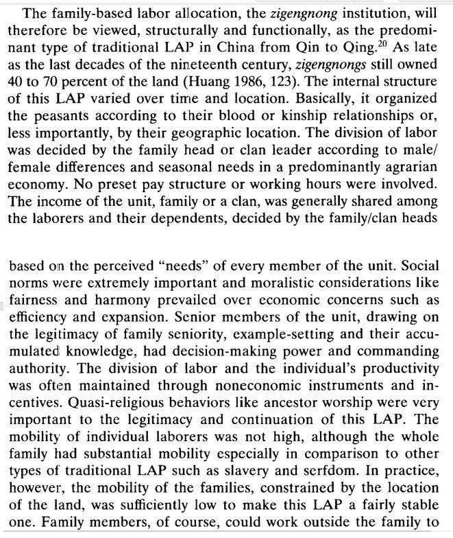 the zigengnong, around for 2000 years, "organized the peasants according to their blood or kinship relationships or, less importantly, by their geographic location."  https://books.google.com/books?id=Ub5sCwAAQBAJ