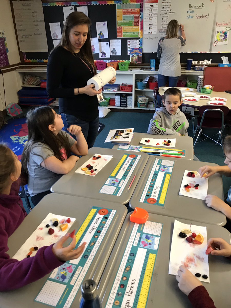 Lyons3rdGrade's tweet photo. Students in Mrs. Frey's and Ms. Eamer's class enjoyed a Gummy vs. Real Food challenge today as a reward for ROAR behaviors #teachergoals #friyay #classdojo https://t.co/laXHsLpcNG
