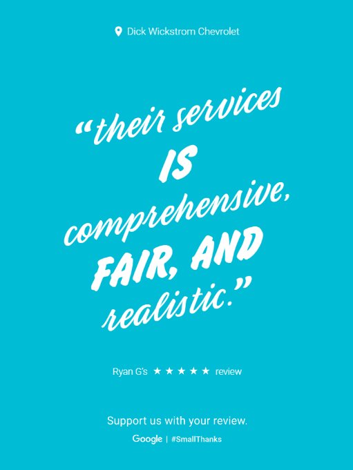 WickstromChev's tweet photo. You can always trust Wickstrom Chevrolet for comprehensive and fair service!

#5StarFriday https://t.co/wAVVuLrtWS